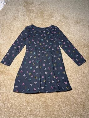 Cat &  Jack Girls' Long Sleeve Black Heart Dress